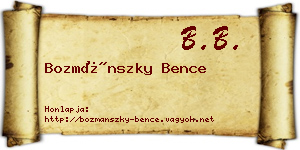Bozmánszky Bence névjegykártya